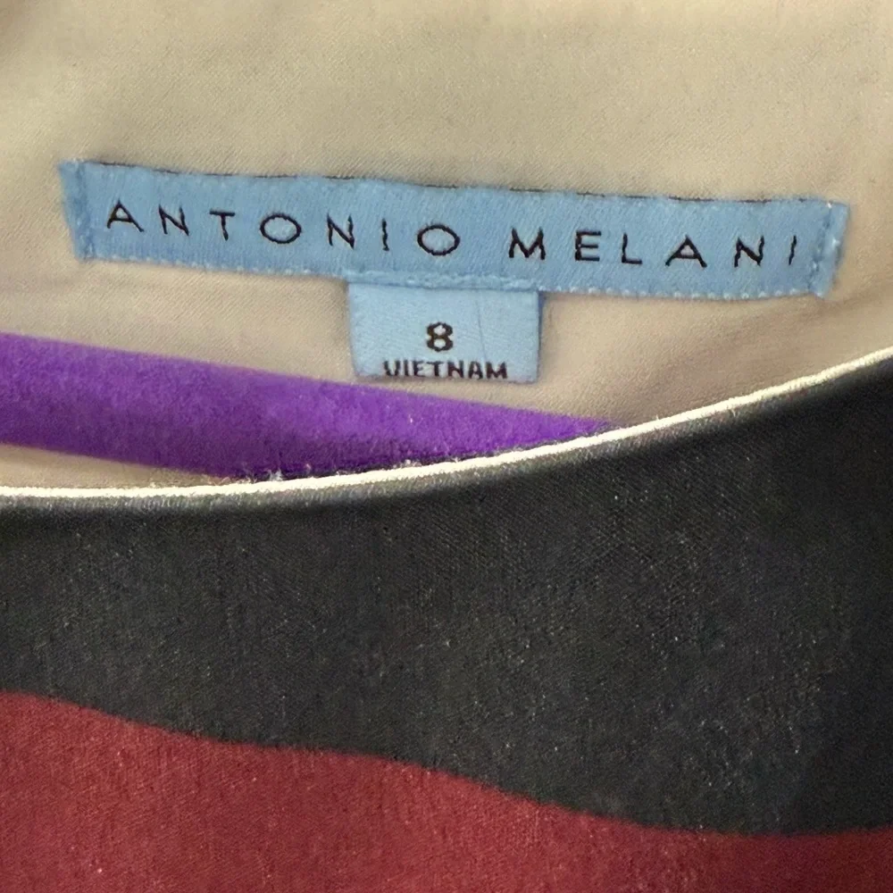 ANTONIO MELANI Burgundy and Cream Striped Dress - Picture 3 of 3